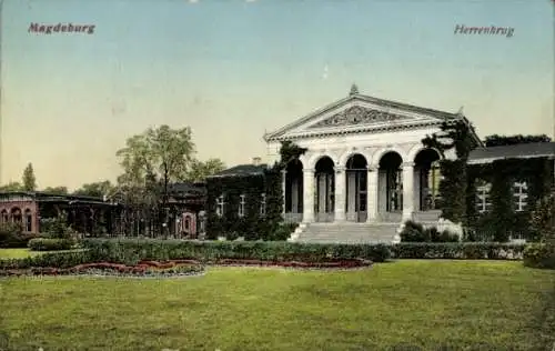 Ak Magdeburg an der Elbe, Herrenkrug, Gartenanlage