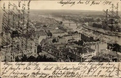 Ak Magdeburg an der Elbe, Panorama vom Dom aus