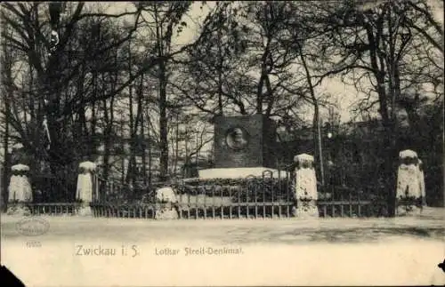 Ak Zwickau in Sachsen, Lothar Streit Denkmal