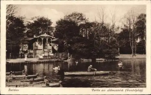 Ak Zwickau in Sachsen, Am Schwanenteich, Gondelplatz, Ruderboot