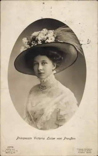 Ak Prinzessin Victoria Luise von Preußen, Portrait mit Hut