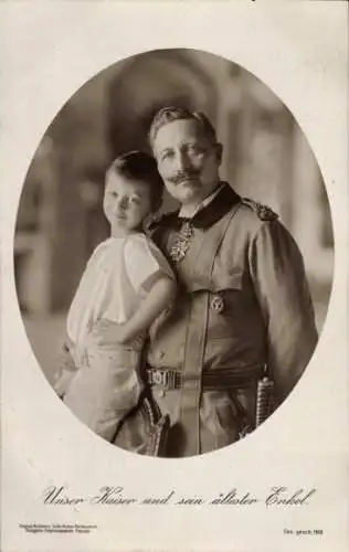 Ak Unser Kaiser und sein ältester Enkel, Kaiser Wilhelm II. von Preußen, Portrait