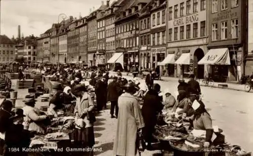 Ak Kjøbenhavn København Kopenhagen Dänemark, Markt mit Ständen