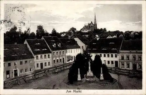 Ak Zawidów Seidenberg Oberlausitz Niederschlesien, Markt, Kriegerdenkmal, Kath. Kirche, Schule