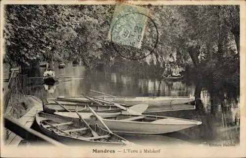 Ak Mandres Val de Marne, Yerre a Malakoff, Boote, Fluss