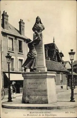 Ak Mantes Yvelines, Monument de la Republique