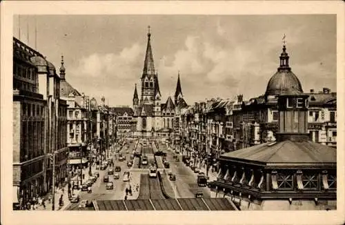 Ak Berlin Charlottenburg, Kurfürstendamm, Kaiser-Wilhelm-Gedächtniskirche, belebte Straße, his...