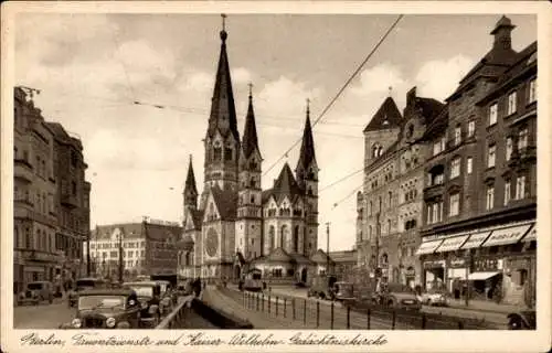 Ak Berlin Charlottenburg, Tauentzienstraße und Kaiser Wilhelm Gedächtniskirche