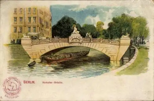 Litho Berlin Tiergarten, Herkules-Brücke, Hoffmanns Stärkefabriken Salzuflen