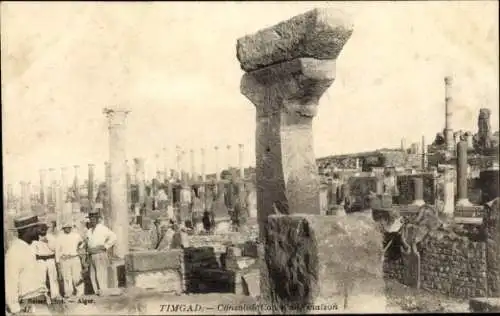 Ak Paquebot Timgad, CGT, Ruinen von Timgad, Säulen, historische Stätte, archäologische Ausgrabung