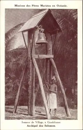 Ak Salomon Inseln, Läuten der Dorfglocke in Guadalcanar