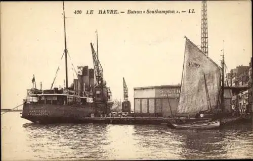 Ak Le Havre Seine Maritime, Paquebot Southampton, Fährschiff