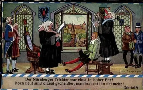 Künstler Ak Boettcher, Hans, Nürnberg, der Nürnberger Trichter