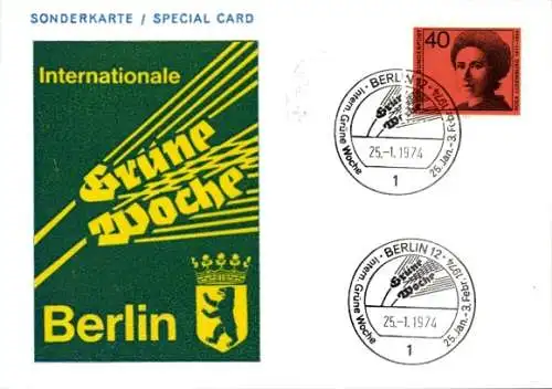 Sonder Ak zur Grünen Woche in Berlin 1974