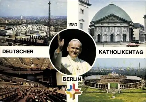 Ak Deutscher Katholikentag, 1980, Portrait Papst Johannes Paul II