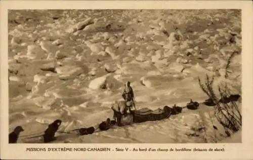 Ak Kanada, Missions d'Extreme Nord Canadien, champ de bordillons, Hundeschlitten, Missionare