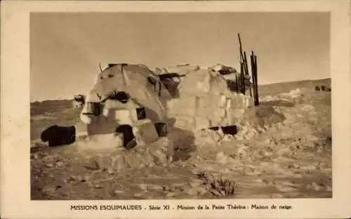 Ak Missions Esquimaudes, Mission de la Petite Therese, Maison de neige