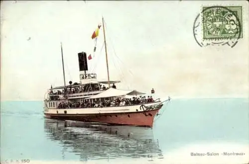 Ak Genf, Dampfer Montreux mit Passagieren auf dem Genfer See