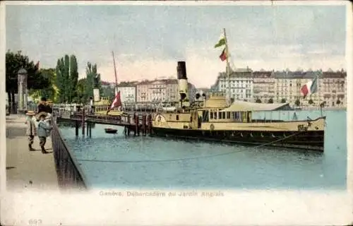 Ak Genève Genf Stadt, Débarcadère du Jardin Anglais, Salondampfer Major Davel