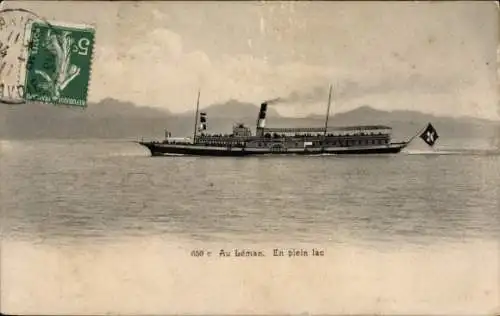 Ak Au Lac Leman, En plein lac, Salondampfer auf dem Genfer See