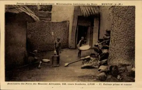 Ak Mission in Afrika, Afrikanische Kinder, Haus