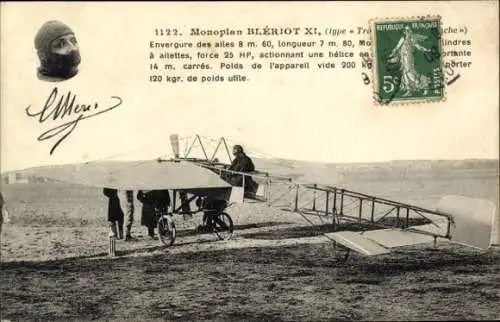 Ak Monoplan Blériot 11, Flugpionier