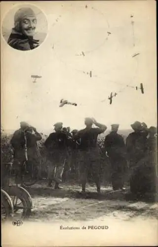 CPA Évolutions de Pegoud, Flugzeuge, Pilot