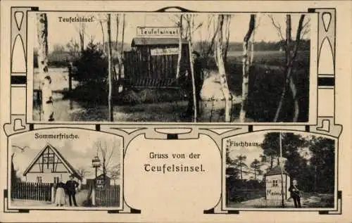Ak Bautzen in der Oberlausitz, Teufelsinsel, Sommerfrische, Fischhaus