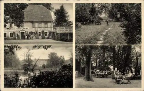Ak Nadelwitz Bautzen in der Oberlausitz, Gaststätte, schattiger Garten, fremdenzimmer
