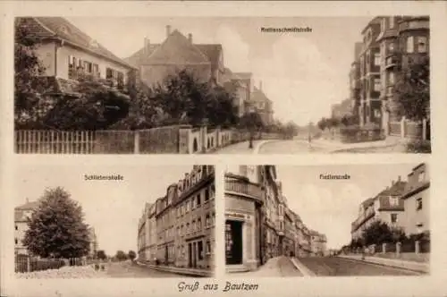 Ak Bautzen in der Oberlausitz, Fiedlerstraße, Krottenschmidtstraße, Schliebenstraße