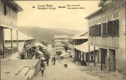 Ganzsachen Ak Matadi DR Kongo Zaire, Rue principale