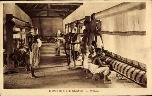 Ak Ségou Mali, Ouvroir, Métiers, Teppichweber, Kinder, Webstühle