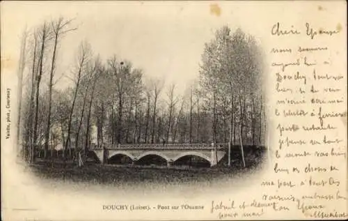 Ak Douchy Loiret, Brücke über die Ouanne