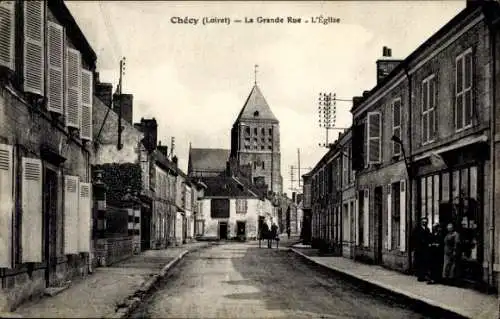 Ak Chécy Loiret, Grande Rue, Kirche