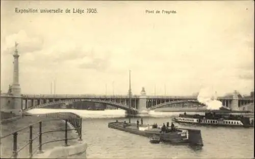 Ak Exposition universelle de Liege 1905, Pont de Fragnee, Dampfer