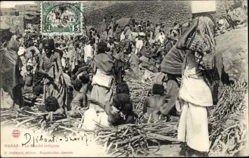Ak Harar Äthiopien, Le marché indigène, Marktplatz, Holzhändler