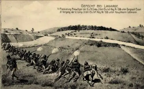 Ak Gerden Lagarde Lothringen Moselle, Gefechte, Flankierung Freiwilliger, Infanterie, Sergeant Es
