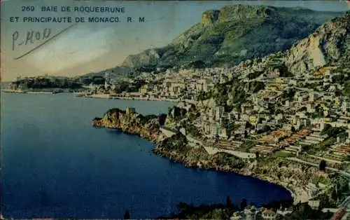 Ak Roquebrune Cap Martin Alpes-Maritimes, Monaco, Panorama