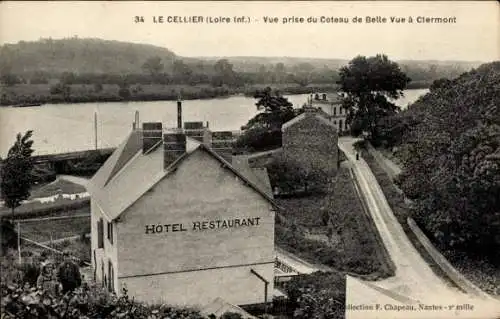 Ak Le Cellier Loire Atlantique, Vue prise du Coteaude Belle Vue a Ciermont, Hotel Restaurant