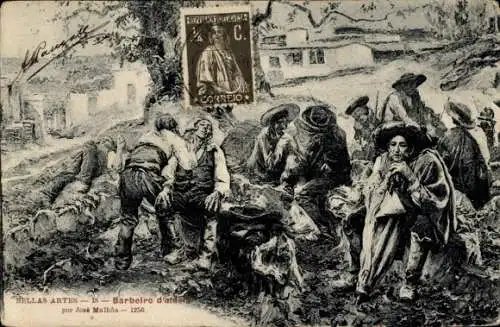Künstler Ak Malhoa, Jose, Barbier bei der Arbeit