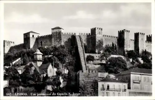 Ak Lisboa Lissabon Portugal, Castelo S. Jorge,  Festung, Stadtansicht, schwarz-weiß