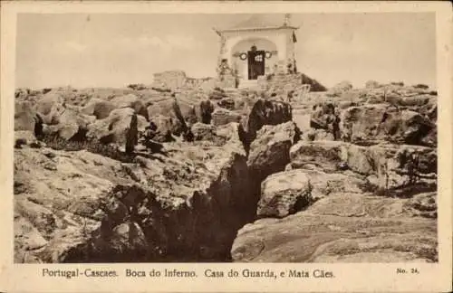 Ak Cascaes Cascais Portugal, Boca do Inferno, Casa do Guarda, Felsen, Meer