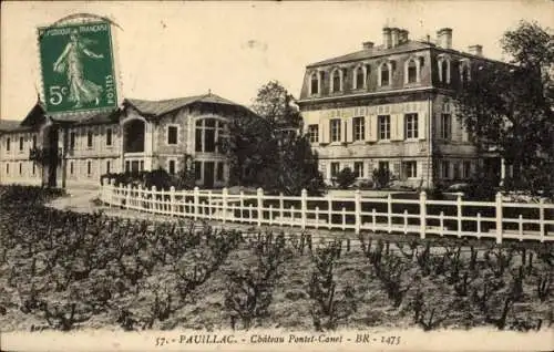 Ak Pauillac Gironde, Château Pontet-Canet, Weinbergsansicht,  mit französischem Stempel