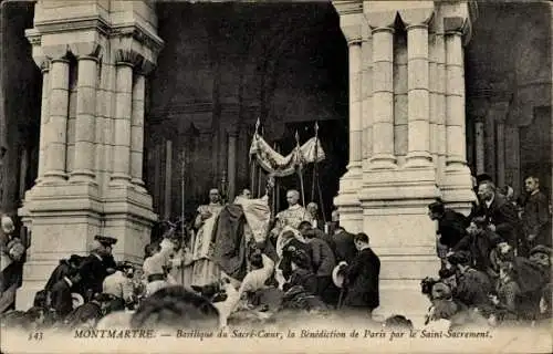 Ak Paris XVIII. Viertel Buttes-Montmartre, Basilika Sacré-Coeur, La Benediction de Paris