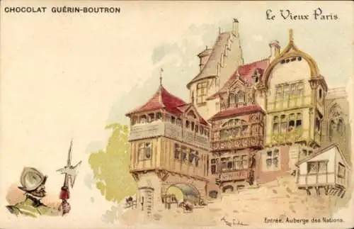 Künstler Litho Robida, Albert, Paris, Weltausstellung 1900, Alt Paris, Auberge des Nations