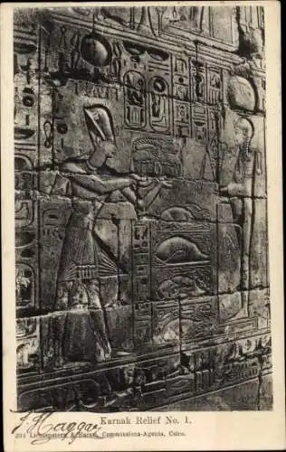 Ak Karnak Ägypten, Karnak Relief, Hieroglyphen,  Darstellung