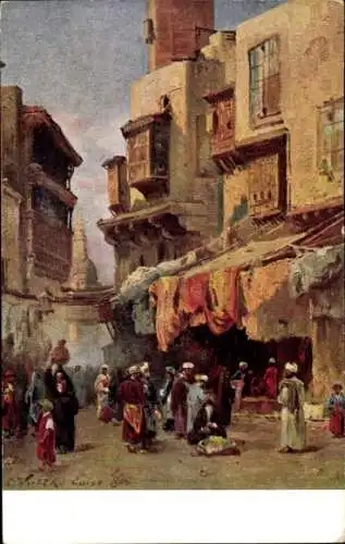 Künstler Ak Wuttke, Carl, Cairo Kairo Ägypten, Straßenszene