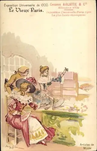 Künstler Litho Robida, Le vieux Paris, Expo 1900, Chicoree Arlatte, Articles de Mode