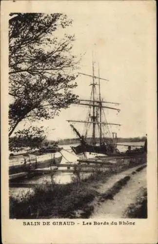 Ak Segelschiff auf der Rhone, bei Salin de Giraud