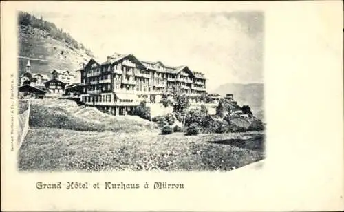 Ak Mürren Kanton Bern Schweiz, Historisches Hotel, beeindruckende Architektur, Berglandschaft